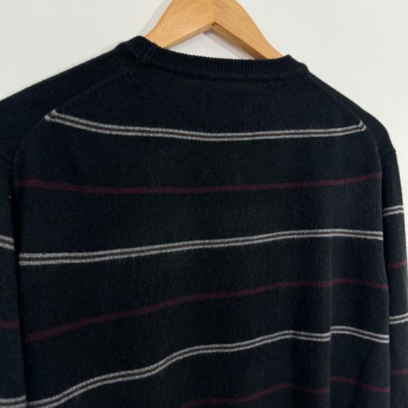 Haggar Men’s Size Medium 100% Acrylic Knit Black Stripe Crew Pullover Sweater - Picture 7 of 7